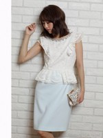 Apuweiser Luxe　 レースぺプラムドッキングワンピース/ネイビー