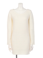 タック編みボーダーニットOP/GRY