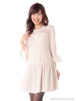 ピュアフラワーローフレアーワンピース/ピンク