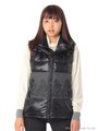 刺しゅう×シャイニー ダウンベスト/ブラック