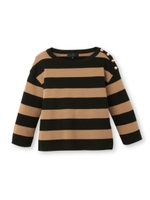 [L]ウール混ボーダーニット/ブラウン(042)