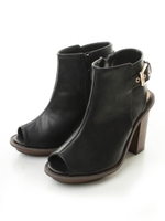 オープントゥショートブーツ/ブラック