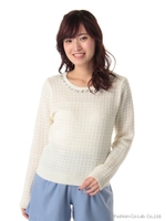 クルーネックニットプルオーバー/シロ