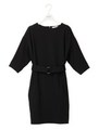 【emmi atelier】スタンドカラーワンピース/BLK