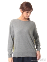 スワニードットプリント×ニットプルオーバー/杢グレー