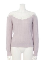 レース切替ニットプルオーバー/ラベンダー