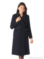 ロングダブルチェスターコート/チャコールグレー