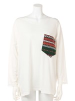 【chille anap】柄ポッケトップス/D.GRY