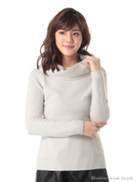 オフタートルニットトップス/ブルー