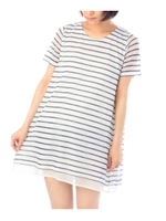 ニットソーボーダーバックシャンワンピース/オフホワイト(303)