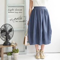 ライトデニムバルーンロングスカート 