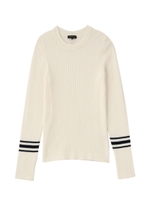 [S]ライン入りリブ切り替えニット/イエロー系(032)