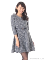 スカラ襟レースボンディング/ネイビー