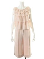 フロントフリルティアードトップス&ガウチョ【SET】/ピンク