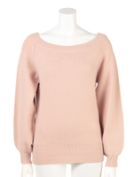 WIDEデコルテknit TOP/ベージュ