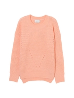 【O】アイレット編みニットTOP/GRAY