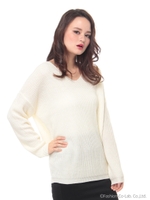 シンプルVネックゆるニット/ホワイト