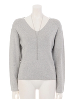 ラリエットネックレス付Ｖニット(ニット+ネックレスSET)（ライトグレー）/ライトグレー