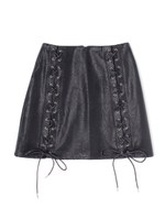 レザースピンドルスカート/ブラック