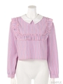 EVERY GIRL A CANDY FRILL BLOUSE/LIGHT BLUE STRIPE