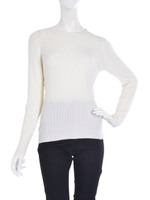 【CHIC】クルーネックリブプルオーバー/ブルー