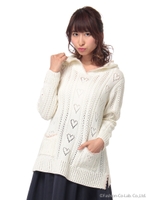 ハートすかし編みニット/ホワイト