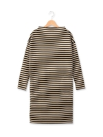 裏ボアボーダーボトルネックワンピース/ブラック(319)