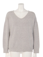 【Aunt Marie's】V neckストレッチブークレニット/GRY