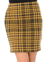 チェックミディスカート/KHAKI