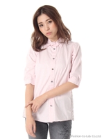 【OUTLET】フラワーラッセルレースオックスシャツ/ピンク