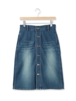 フロントボタンストレッチデニムスカート/オフホワイト(003)