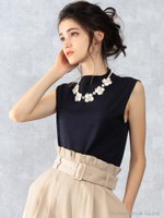 プチボトルネックシンプルニット/ブラック