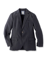 リネン混 ランダムヘリンボンストライプジャケット/ネイビー系(394)