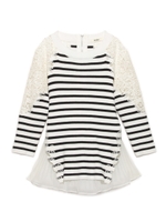 レース刺繍プリーツニットトップス/OWHT