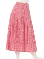 GINGHAM CHECK PLEATS SKIRT/PINK