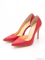 【R&E】低反発インソールインサイドオープンレザーポインテッドトゥパンプス/ブラック