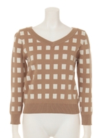 LILY CHECK KNIT/グレー(020)