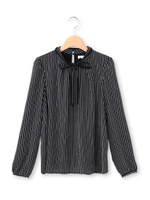 ナローボウタイストライプ柄ブラウス/オフホワイト(003)