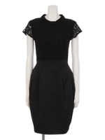 レースロールカラーワンピース/グレー