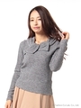 変形リボン長袖ニットソー　2/グレー