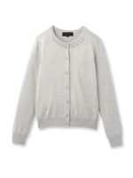 [L]パールビジュー付きカーディガン/ライトグレー(011)