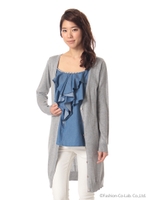 カーデ付きビジュー調ラッフルキャミ/ブルー