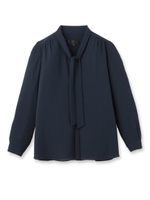 ジョーゼットボウタイブラウス/ネイビー(093)