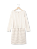 ツイードラメボーダーポンチワンピース/ライトベージュ(551)