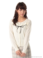 フリルリボンカーティガン/ブラック