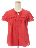 ボウツキコットンレースブラウス/カーキ