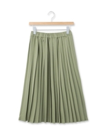 ミモレ丈プリーツスカート/オリーブグリーン(026)