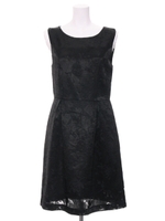 オパールジャガードフラワーウエスト切替ワンピース/ブラック