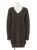 ケーブルVネックニットOP/KHAKI