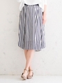 ストライプギャザースカート/オフ／柄